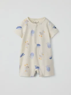 Kortärmad pyjamasoverall fiskar