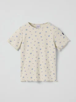 Ribbad t-shirt blommig