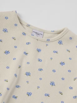 Ribbad t-shirt blommig