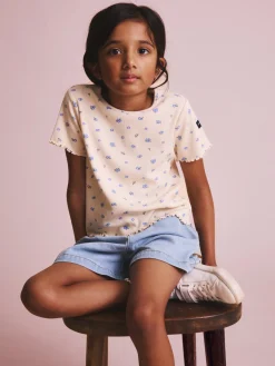 Ribbad t-shirt blommig